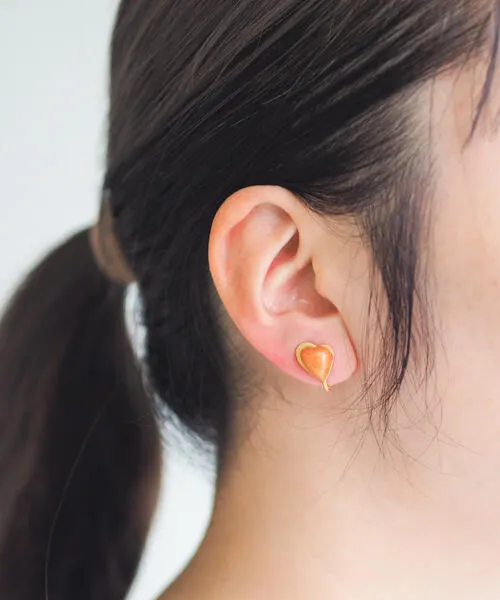 Encachette ハートピアス レッドアベンチュリン ■サイズ:1.6cm ■天然石:約1.5×0.9cm